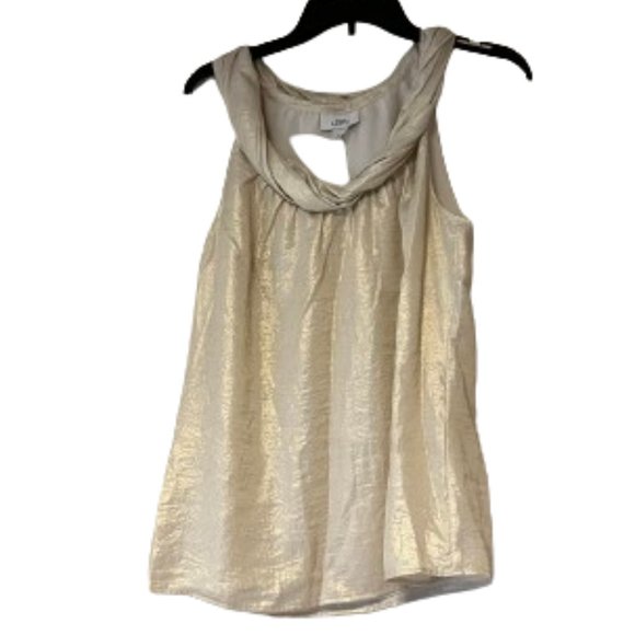 Loft Rope Neck Sleeveless Tank - Cream/Gold Shimmer - Lined - Medium - Picture 1 of 6